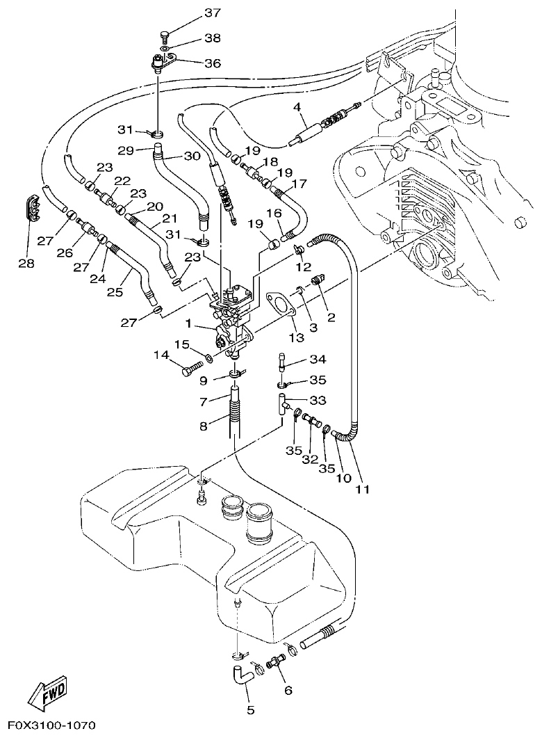 Yamaha A1 OIL PUMP parts diagram